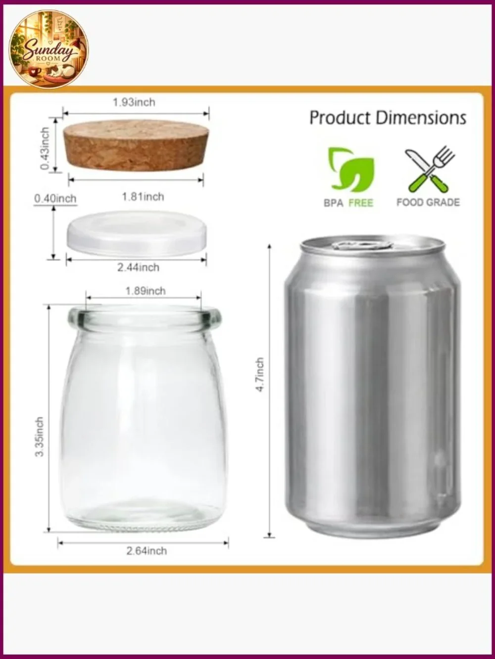 7 oz Glass Yogurt Jars 30 Pack with Cork Lids, Tags & String, Canning, Wedding
